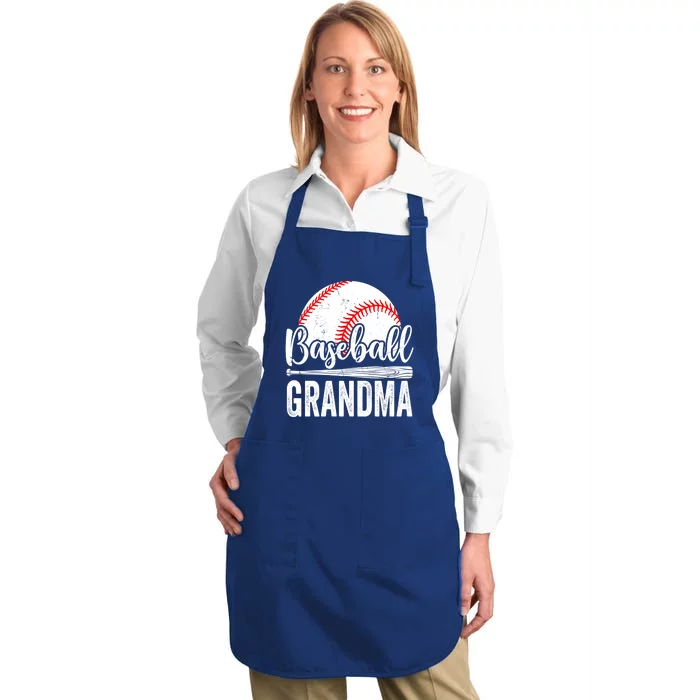 Baseball Lover Cute Baseball Grandma Gift Full-Length Apron With Pocket