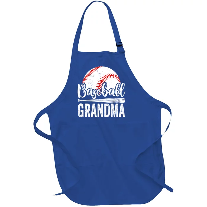 Baseball Lover Cute Baseball Grandma Gift Full-Length Apron With Pocket