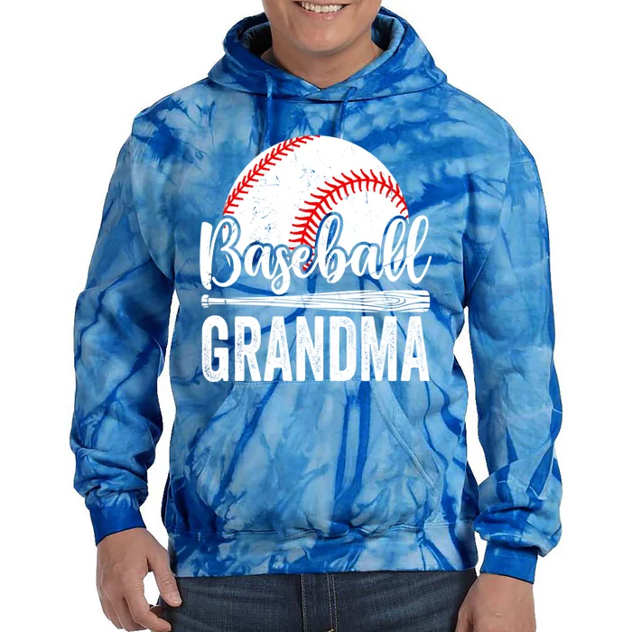 Baseball Lover Cute Baseball Grandma Gift Tie Dye Hoodie