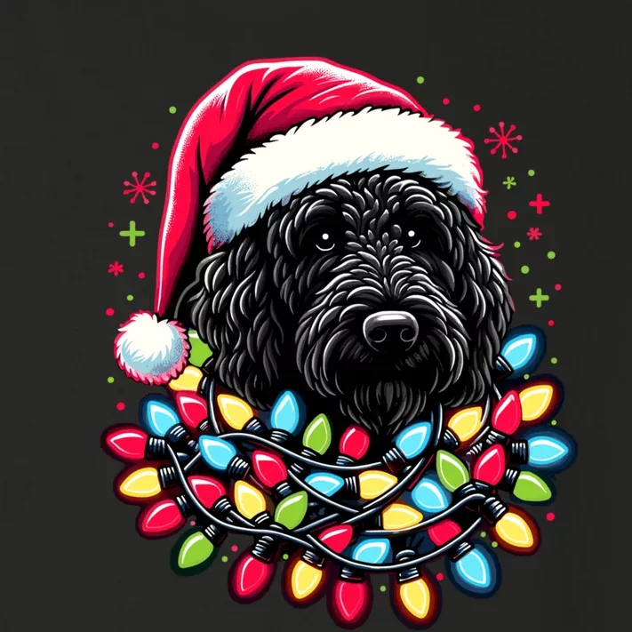 Black Labradoodle Christmas Tree Xmas Lights Doodle Dog Toddler Long Sleeve Shirt