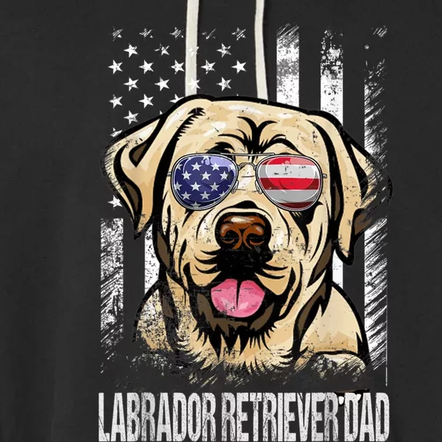 Best Labrador Dad Ever American Flag Dog Lover Cute Gift Garment-Dyed Fleece Hoodie