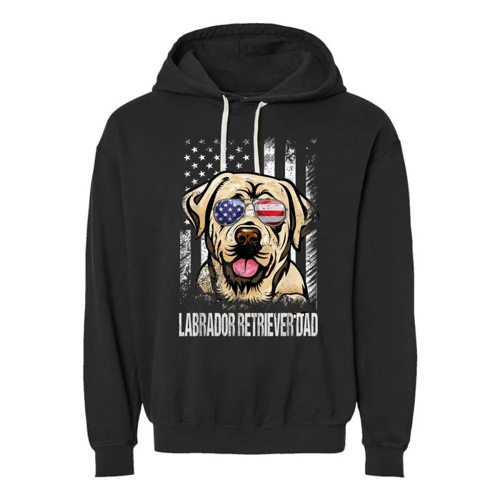 Best Labrador Dad Ever American Flag Dog Lover Cute Gift Garment-Dyed Fleece Hoodie