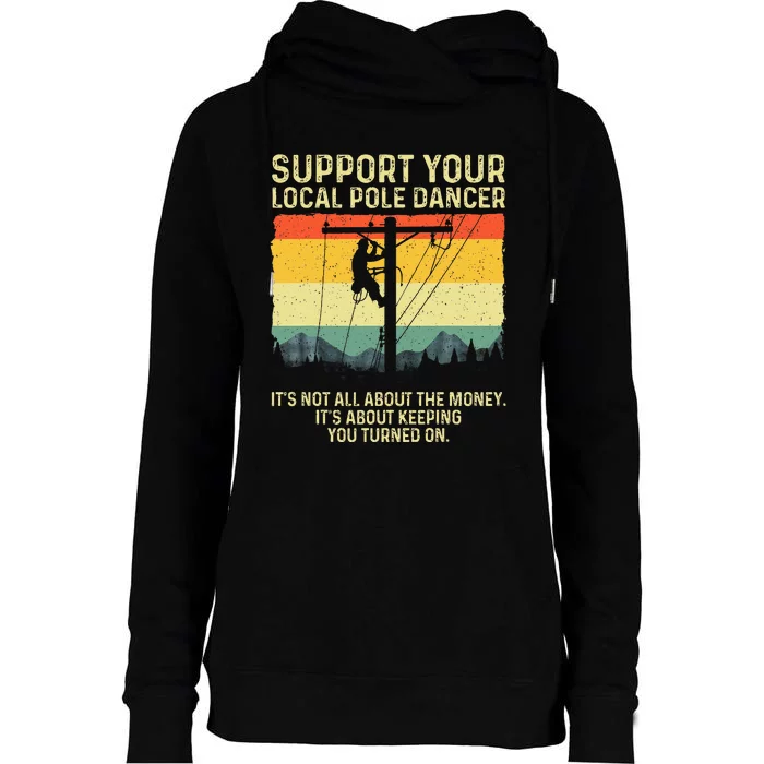 Best Lineman Design Electrical Lineman Womens Funnel Neck Pullover Hood