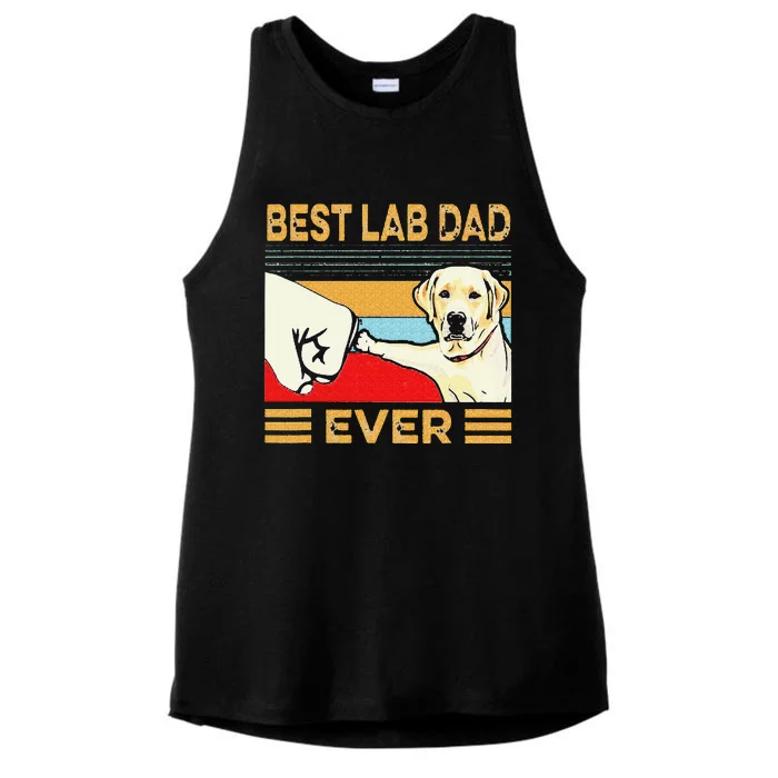 Best Lab Dad Ever Retro Vintage Ladies Tri-Blend Wicking Tank