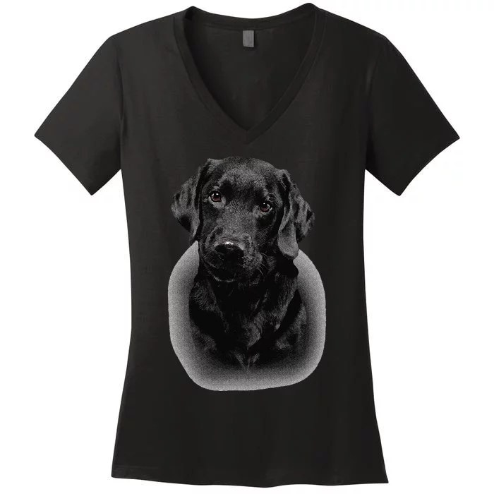 Black Labrador Dad Mom Retriever Lab Owner Dog Lover Cute Women's V-Neck T-Shirt