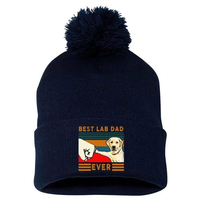 Best Lab Dad Fathers Day Dad Gifts Best Labrador Dad Pom Pom 12in Knit Beanie