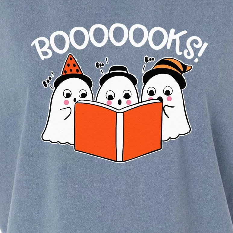 Boooks Lazy DIY Halloween Teacher Funny Ghost Reading Garment-Dyed Women's Muscle Tee