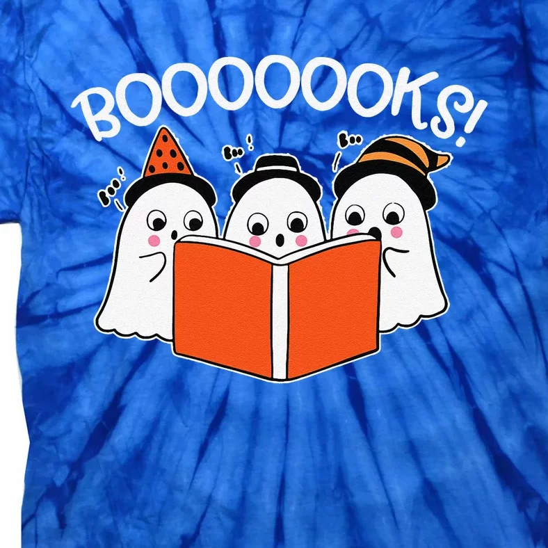 Boooks Lazy DIY Halloween Teacher Funny Ghost Reading Tie-Dye T-Shirt