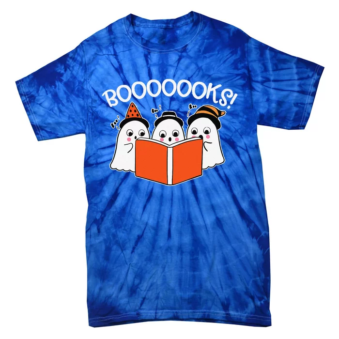 Boooks Lazy DIY Halloween Teacher Funny Ghost Reading Tie-Dye T-Shirt