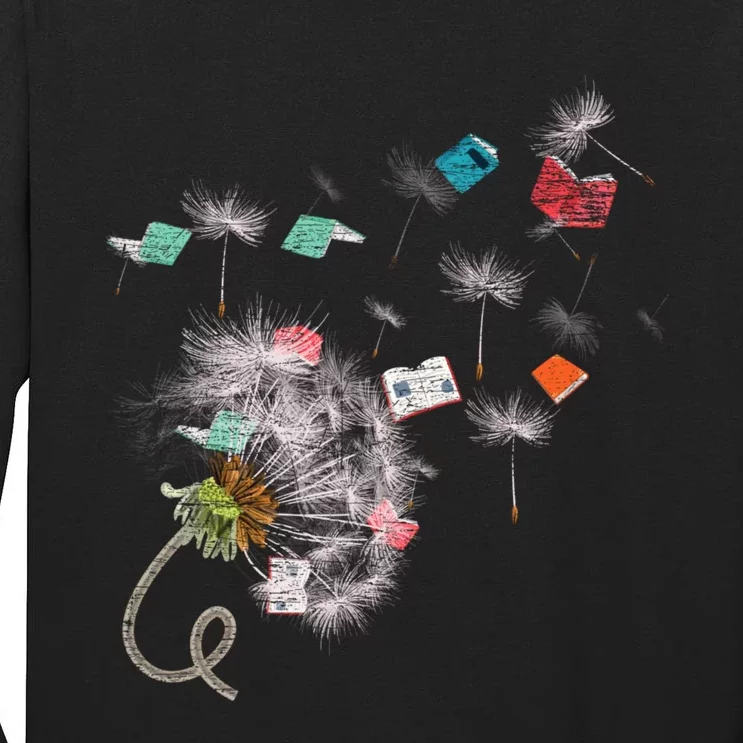 Book Librarian Dandelion Book Reading Tall Long Sleeve T-Shirt