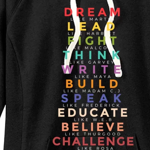 Black Leader Dream Like Martin Teach Black History Month Gift Women's Fleece Hoodie