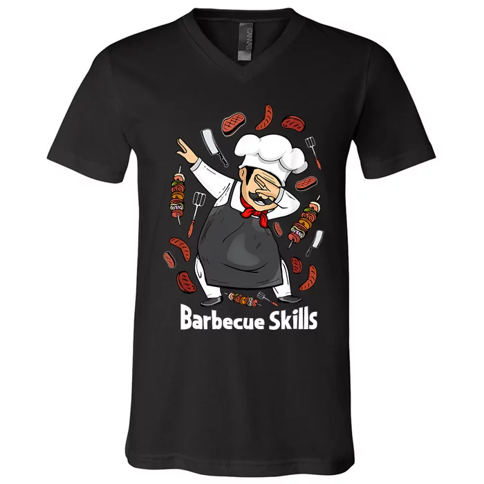 Barbecue Lover Dad Grilling BBQ Chef Father Barbecue V-Neck T-Shirt