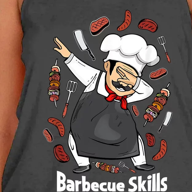 Barbecue Lover Dad Grilling BBQ Chef Father Barbecue Women's Knotted Racerback Tank