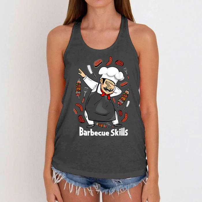 Barbecue Lover Dad Grilling BBQ Chef Father Barbecue Women's Knotted Racerback Tank