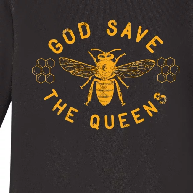 Bee Lovers Design God Save The Queen Funny Gift Baby Long Sleeve Bodysuit