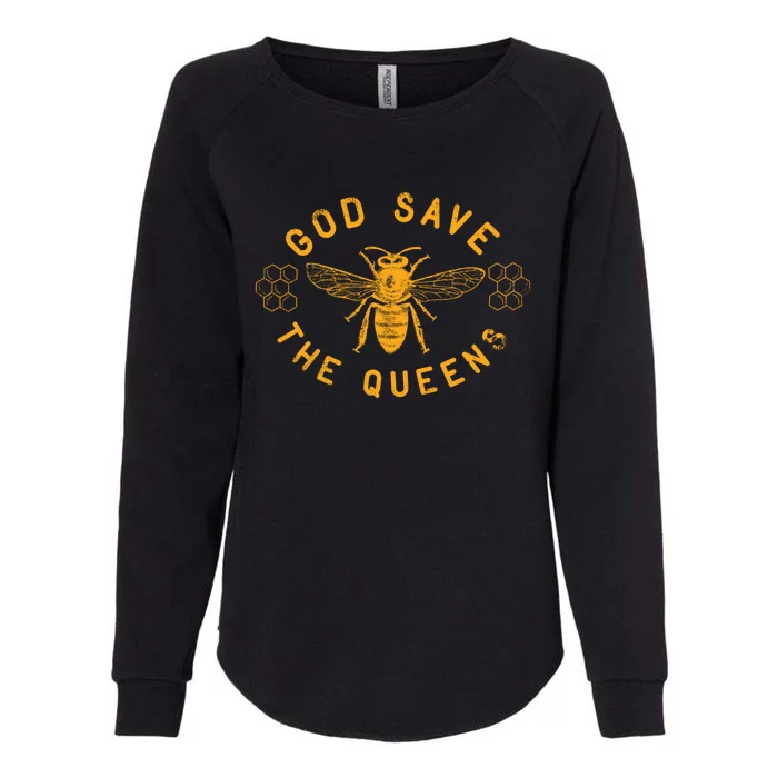 Bee Lovers Design God Save The Queen Funny Gift Womens California Wash Sweatshirt