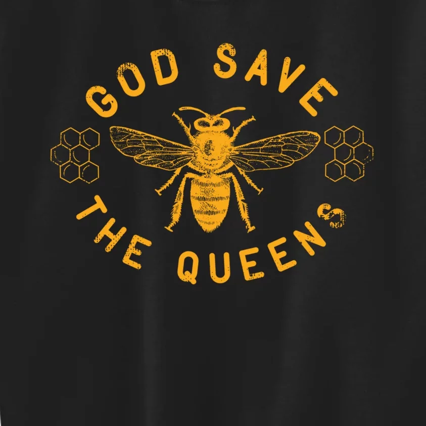 Bee Lovers Design God Save The Queen Funny Gift Kids Sweatshirt