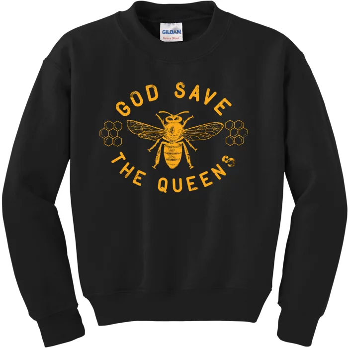 Bee Lovers Design God Save The Queen Funny Gift Kids Sweatshirt