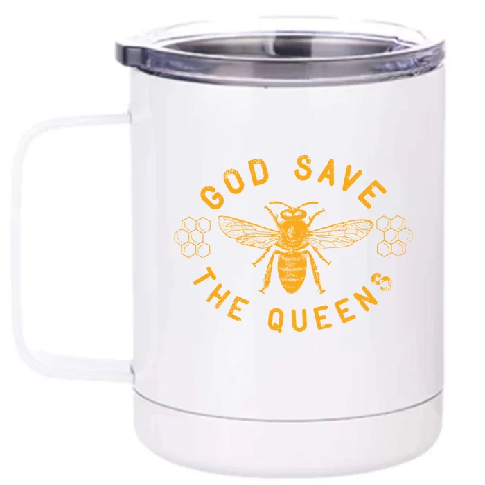 Bee Lovers Design God Save The Queen Funny Gift Front & Back 12oz Stainless Steel Tumbler Cup