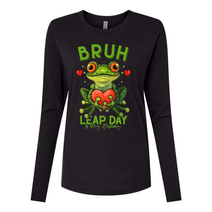 Bruh Leap Day is My Birthday February 29 Year 2024 Womens Cotton Relaxed Long Sleeve T-Shirt