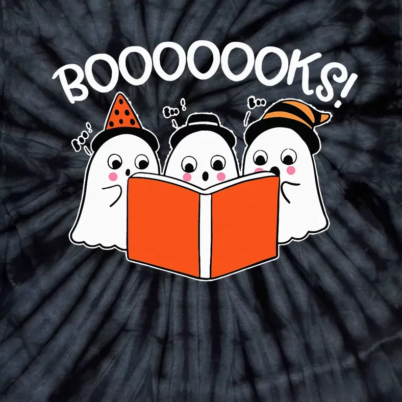 Boooks Lazy DIY Halloween Teacher Funny Ghost Reading Tie-Dye T-Shirt