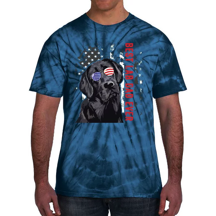 Best Lab Dad Ever Labrador Dog American Flag Fathers Day Tie-Dye T-Shirt