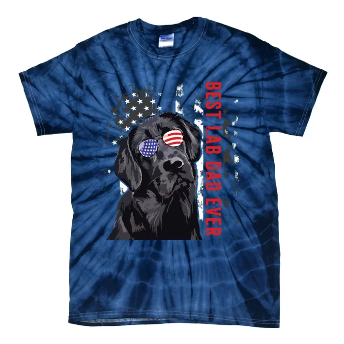 Best Lab Dad Ever Labrador Dog American Flag Fathers Day Tie-Dye T-Shirt