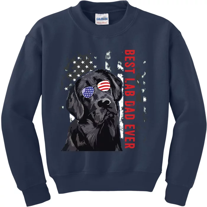 Best Lab Dad Ever Labrador Dog American Flag Fathers Day Kids Sweatshirt