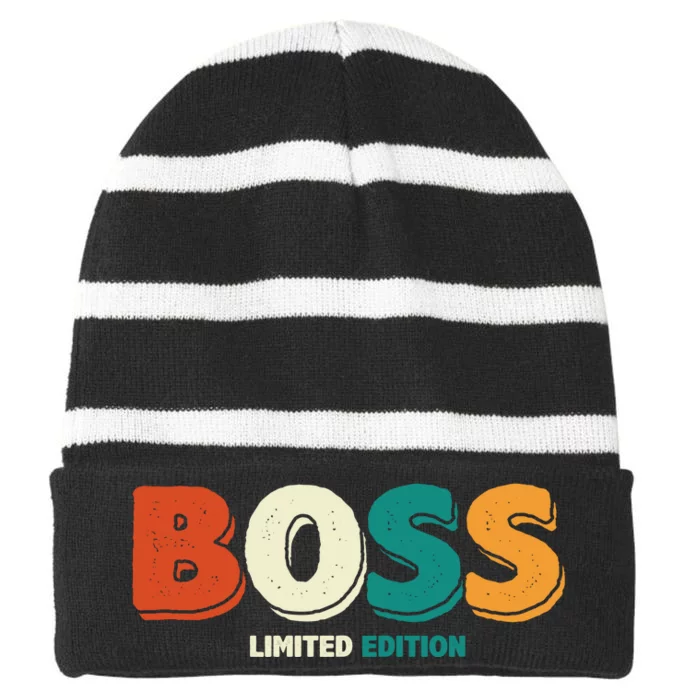 Boss Limited Edition Vintage Striped Beanie with Solid Band