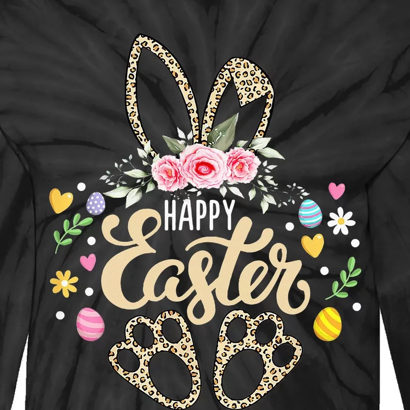 Bunny Leopard Easter Egg Hunt Happy Easter Tie-Dye Long Sleeve Shirt