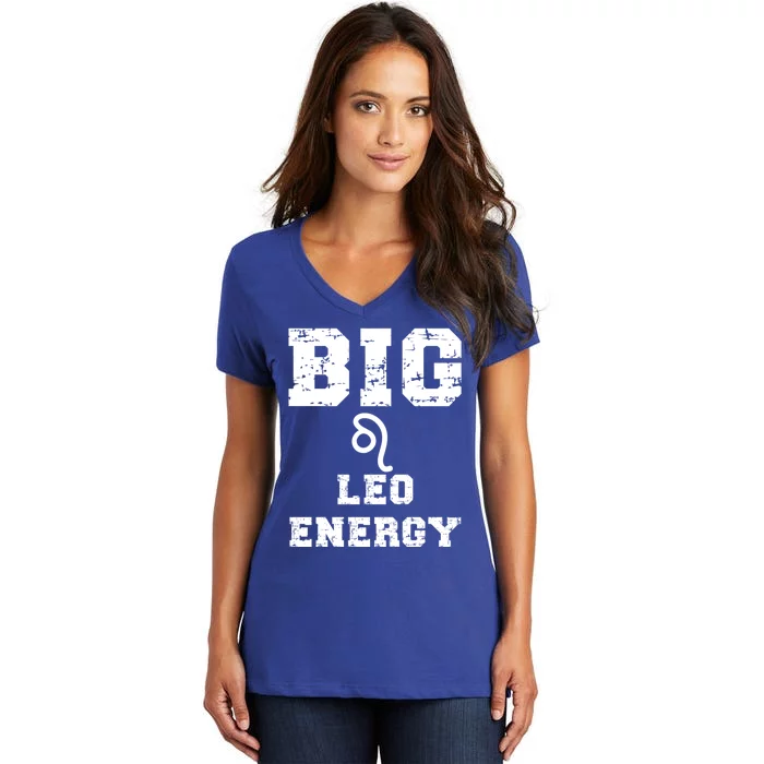 Big Leo Energy Astrology July August Birthday Zodiac Funny Gift Women's V-Neck T-Shirt