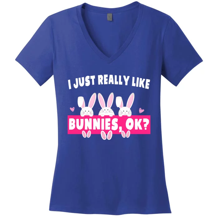 Bunny Lover Easter Mom Cute Bunnies Great Gift Women's V-Neck T-Shirt