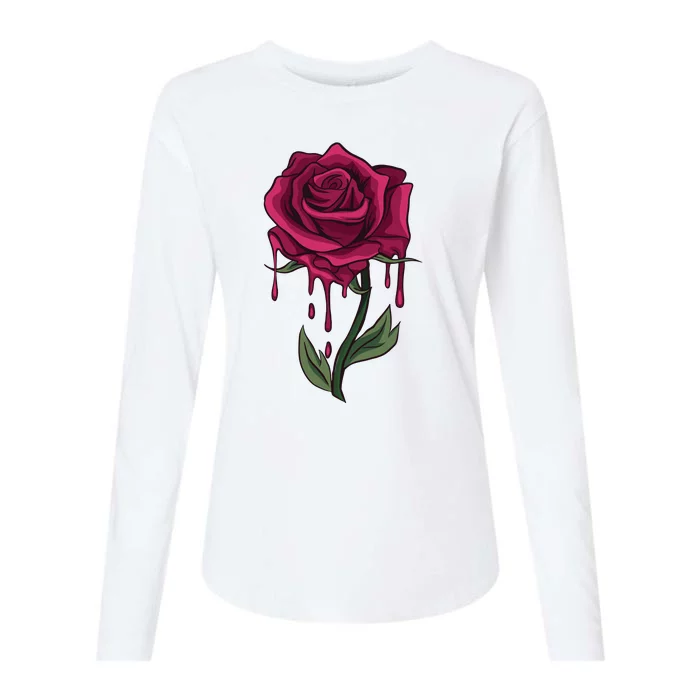 Bleeding Rose Womens Cotton Relaxed Long Sleeve T-Shirt