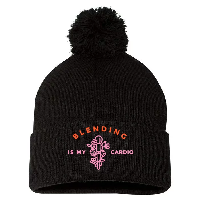 Blending Is My Cardio Pom Pom 12in Knit Beanie