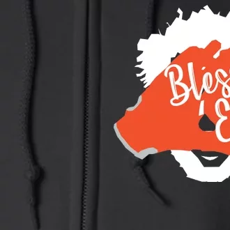 Bless 'Em Browns Football Saying Full Zip Hoodie