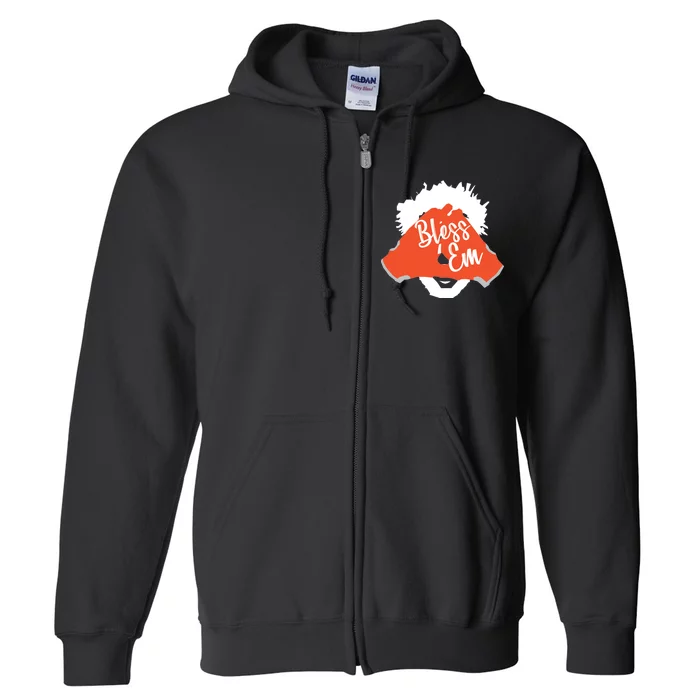 Bless 'Em Browns Football Saying Full Zip Hoodie