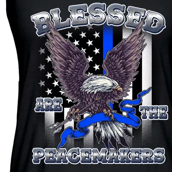 Blessed Are The Peacemakers Thin Blue Line Eagle Ladies Essential Flowy Tank