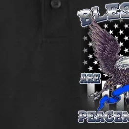 Blessed Are The Peacemakers Thin Blue Line Eagle Dry Zone Grid Performance Polo