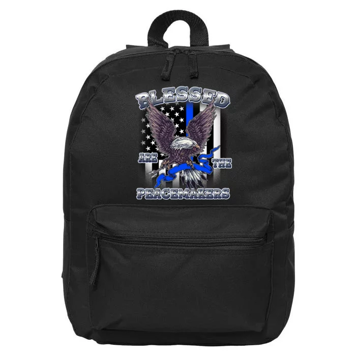 Blessed Are The Peacemakers Thin Blue Line Eagle 16 in Basic Backpack