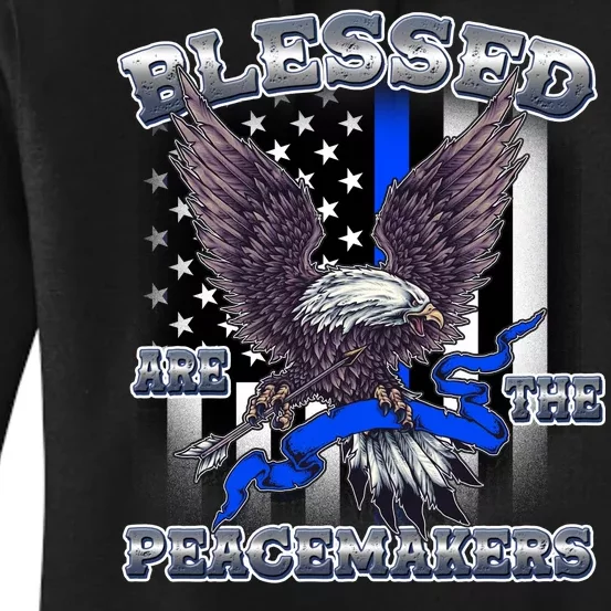 Blessed Are The Peacemakers Thin Blue Line Eagle Women's Pullover Hoodie