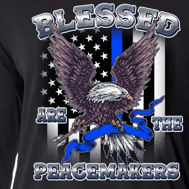 Blessed Are The Peacemakers Thin Blue Line Eagle Cooling Performance Long Sleeve Crew