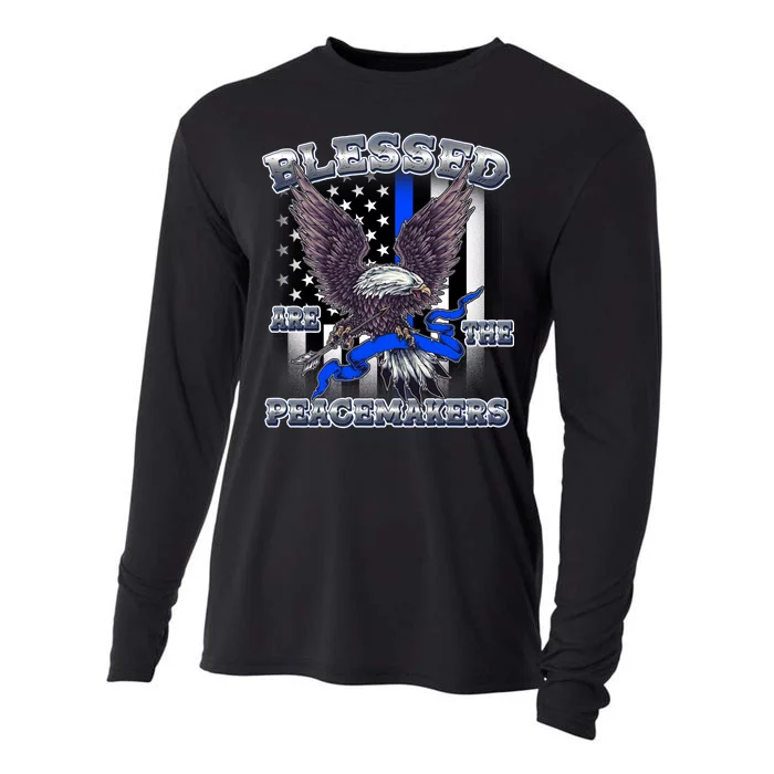 Blessed Are The Peacemakers Thin Blue Line Eagle Cooling Performance Long Sleeve Crew