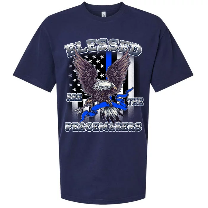 Blessed Are The Peacemakers Thin Blue Line Eagle Sueded Cloud Jersey T-Shirt