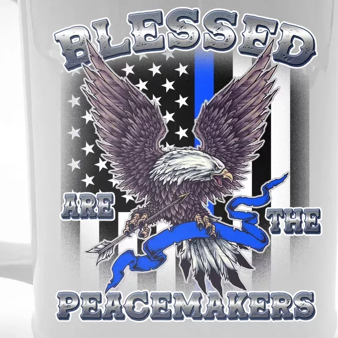 Blessed Are The Peacemakers Thin Blue Line Eagle Front & Back Beer Stein