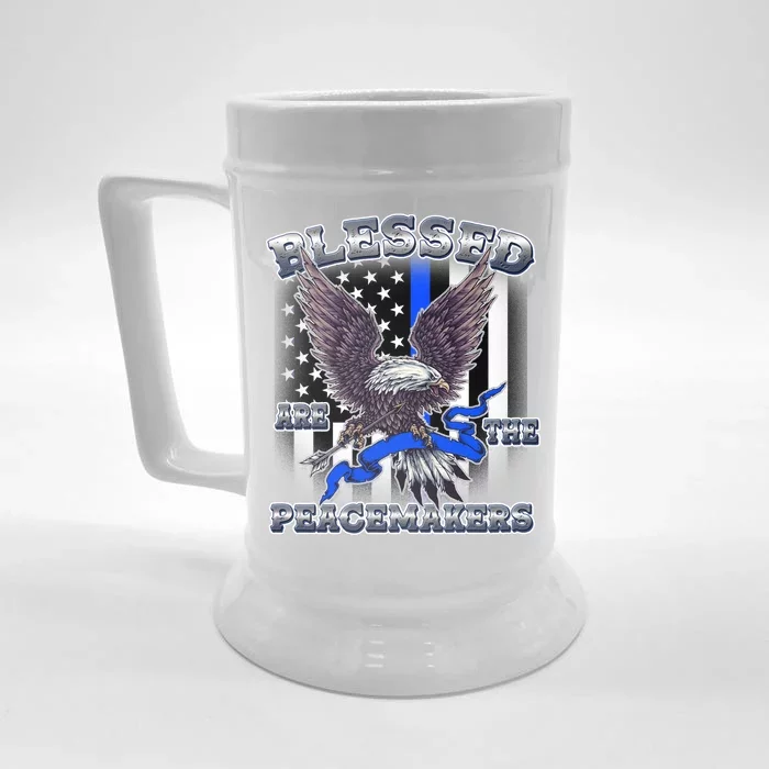 Blessed Are The Peacemakers Thin Blue Line Eagle Front & Back Beer Stein