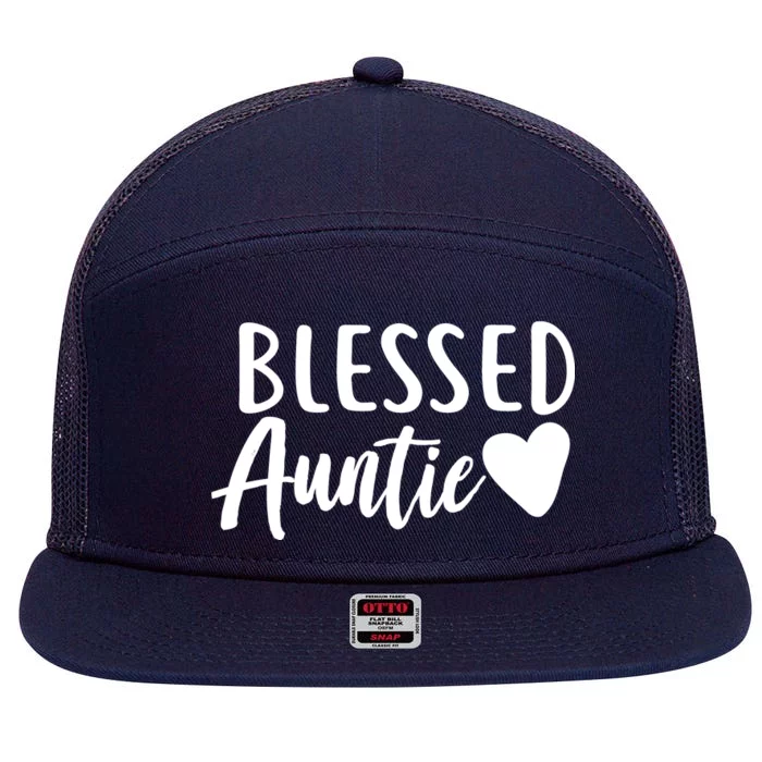 Blessed Auntie 7 Panel Mesh Trucker Snapback Hat