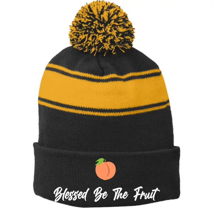 Blessed Be the Fruit Stripe Pom Pom Beanie