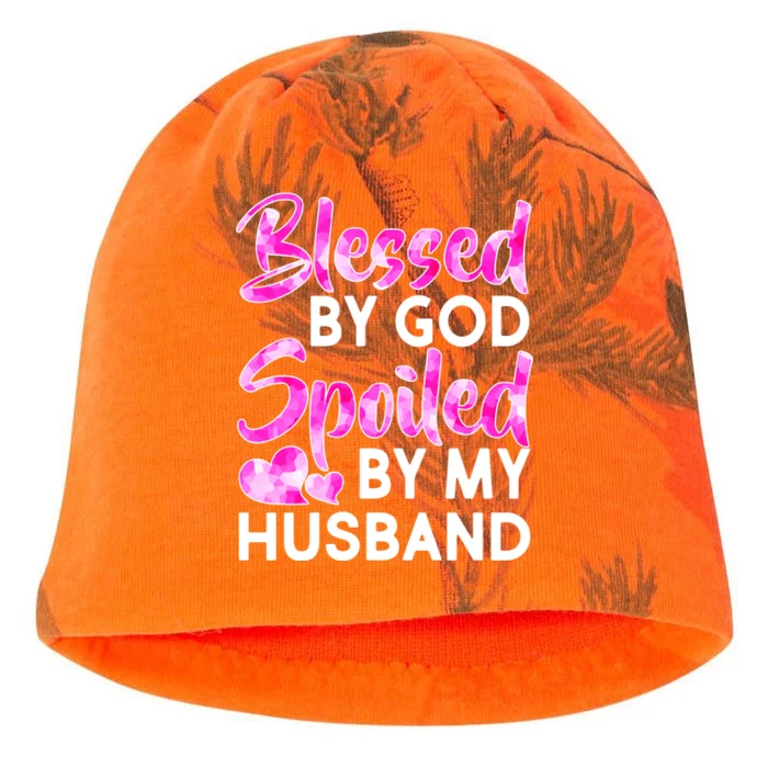 Blessed By God Spoiled By Husband Kati - Camo Knit Beanie