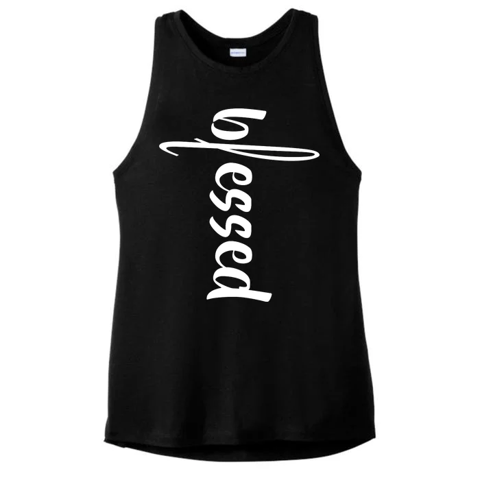 Blessed Cross Ladies Tri-Blend Wicking Tank