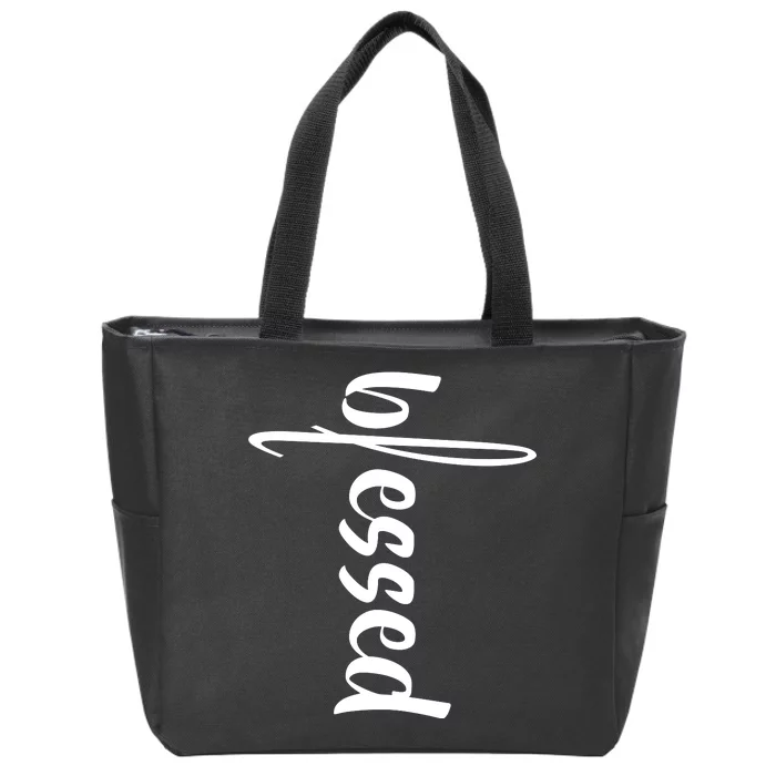 Blessed Cross Zip Tote Bag